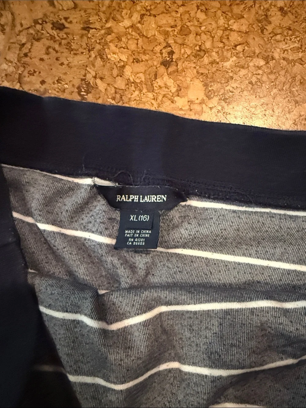Ralph Lauren Navy & White Striped Knit/Terry Romper